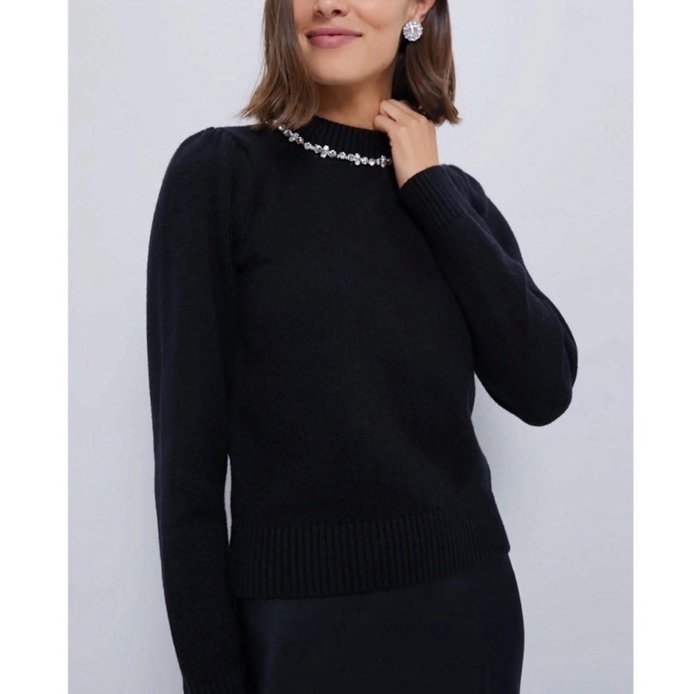 Tuckernuck HYACINTH HOUSE Black Bejeweled Lucy Sweater Women’s Small NEW